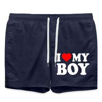 I love my boy - Short de bain - bleu marine - Devant - AI Model Male 185 light (185cm)