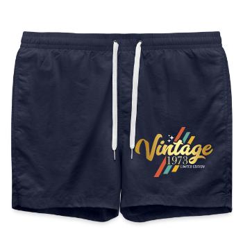 Vintage 1973 Geburtstag Sprüche - Badeshorts - French Navy - Vorne - AI Model Male 185 light (185cm)