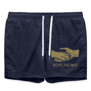 Hund und Herrchen, Beste Freunde Silhouette - Badeshorts - French Navy - Vorne - AI Model Male 185 light (185cm)