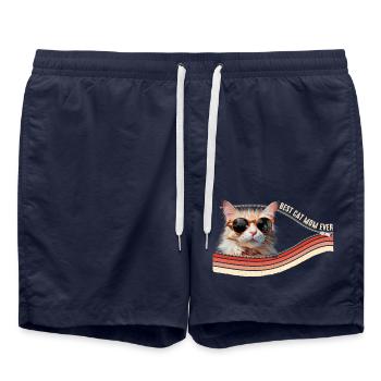Meilleure maman chat de tous les temps - Chaton drôle avec des lunettes de soleil - Short de bain - bleu marine - Devant - AI Model Male 185 light (185cm)