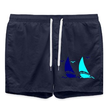 segelboote 02 - Badeshorts - French Navy - Vorne - AI Model Male 185 light (185cm)