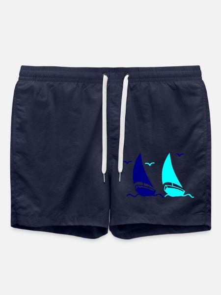 segelboote 02 - Badeshorts - French Navy