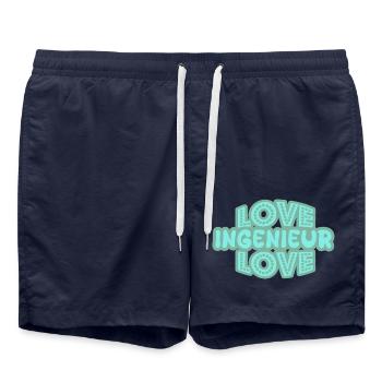 Ingenieur als Spruch - Badeshorts - French Navy - Vorne - AI Model Male 185 light (185cm)