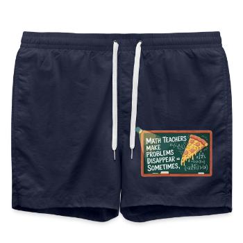 Lustiges Mathelehrer Design Pizza & Probleme lösen - Badeshorts - French Navy - Vorne - AI Model Male 185 light (185cm)