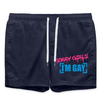 Sorry Girls Gay - Swim Trunks - french navy - Front - AI Model Male 185 light (185cm)