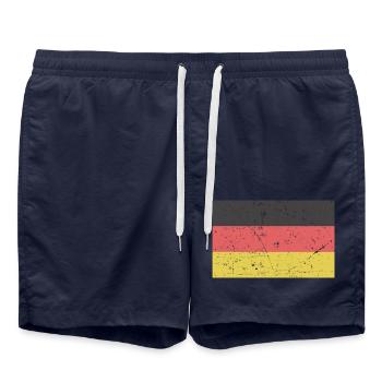 German flag scratched Vintage Retro flag - Swim Trunks - french navy - Front - AI Model Male 185 light (185cm)