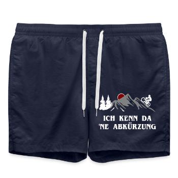 MTB - Ich kenn da ne Abkürzung - Badeshorts - French Navy - Vorne - AI Model Male 185 light (185cm)