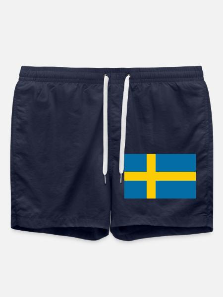 Flagge Schwedens - Badeshorts - French Navy