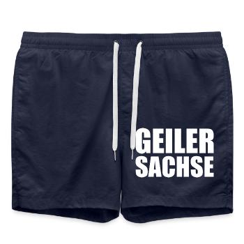Geiler Sachse Erzgebirge - Badeshorts - French Navy - Vorne - AI Model Male 185 light (185cm)