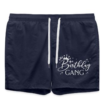 Anniversaire Gang Matching Groupe Fête d’Anniversaire Cadeau - Short de bain - bleu marine - Devant - AI Model Male 185 light (185cm)