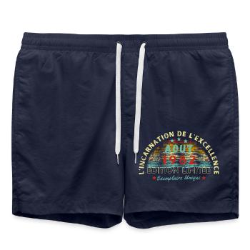 Vintage 1982 Août édition limitée | Millésime août - Short de bain - bleu marine - Devant - AI Model Male 185 light (185cm)