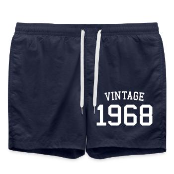 Vintage 1968 - 54 Years Old, 54th Birthday Gift - Swim Trunks - french navy - Front - AI Model Male 185 light (185cm)