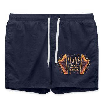 Harp Music Instrument Harp Player Harp Teacher - Swim Trunks - french navy - Front - AI Model Male 185 light (185cm)