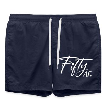 50th Birthday Men Women Anniversary 50 Years Old - Swim Trunks - french navy - Front - AI Model Male 185 light (185cm)