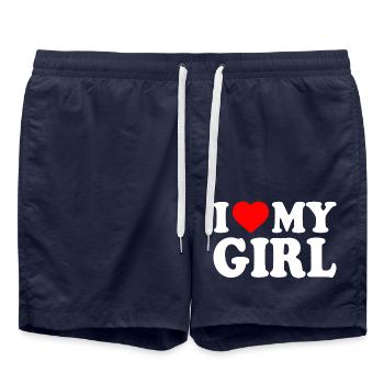 I love my girl - Badeshorts - French Navy - Vorne - AI Model Male 185 light (185cm)