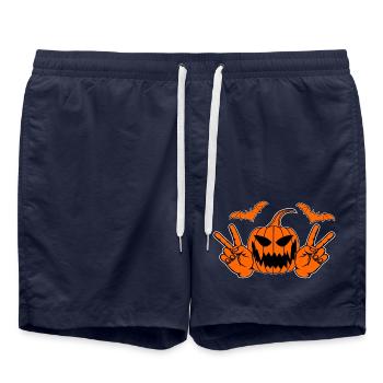 Helloween paix victoire main symbole chauve-souris - Short de bain - bleu marine - Devant - AI Model Male 185 light (185cm)