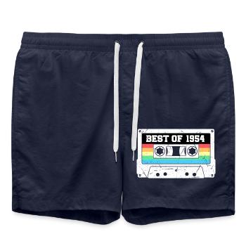Cassette rétro vintage 70e anniversaire 1954 - Short de bain - bleu marine - Devant - AI Model Male 185 light (185cm)