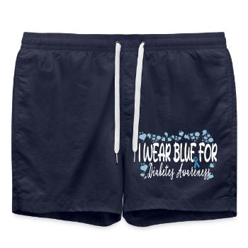Je porte du bleu pour la sensibilisation au diabète bleu - Short de bain - bleu marine - Devant - AI Model Male 185 light (185cm)
