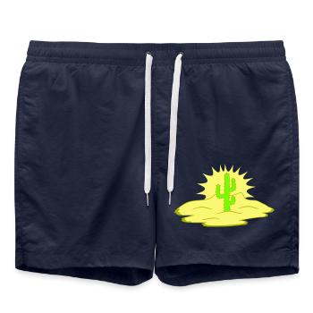 Cactus, désert, coucher de soleil, soir, nuit, cactus - Short de bain - bleu marine - Devant - AI Model Male 185 light (185cm)
