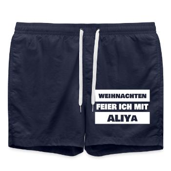 Aliya as a first name - Swim Trunks - french navy - Front - AI Model Male 185 light (185cm)