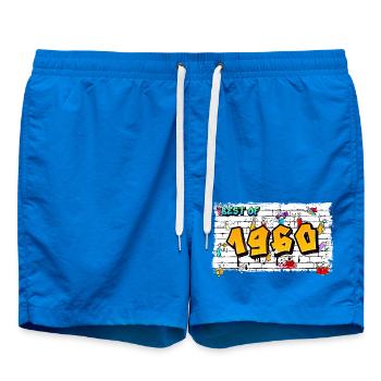 Retro Classic 1960 Graffiti – 65 Years of - Swim Trunks - cobalt blue - Front