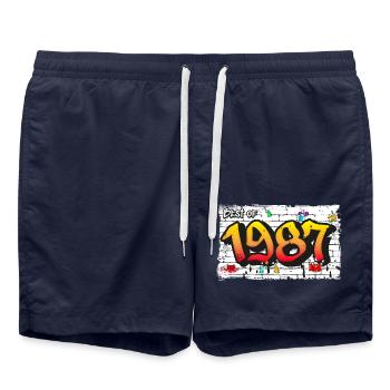Best of 1987 Graffiti – 38 Years of Retro - Swim Trunks - french navy - Front - AI Model Male 185 light (185cm)