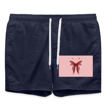 Pink Butterfly for Boys with Style - Swim Trunks - french navy - Front - AI Model Male 185 light (185cm)