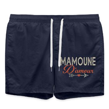 MAMOUNE D'AMOUR j'aime maman cadeau maman mamie - Short de bain - bleu marine - Devant - AI Model Male 185 light (185cm)