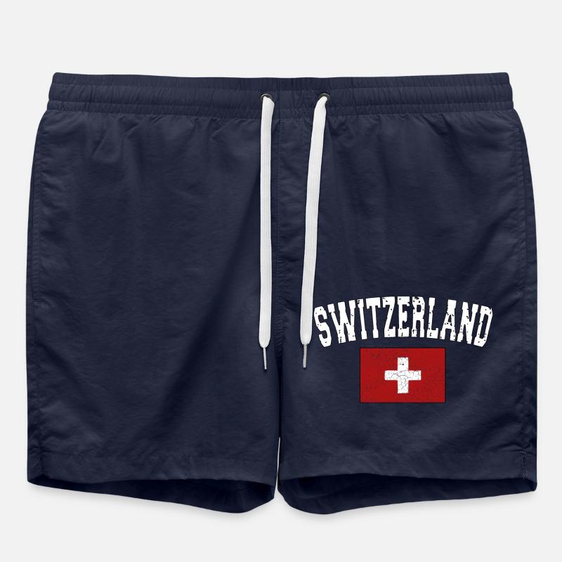 SWITZERLAND - Pavillon suisse - usedlook - Short de bain - bleu marine