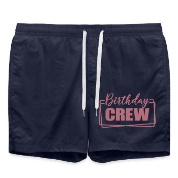 Birthday Crew Matching Group Birthday Party Outfit - Swim Trunks - french navy - Front - AI Model Male 185 light (185cm)