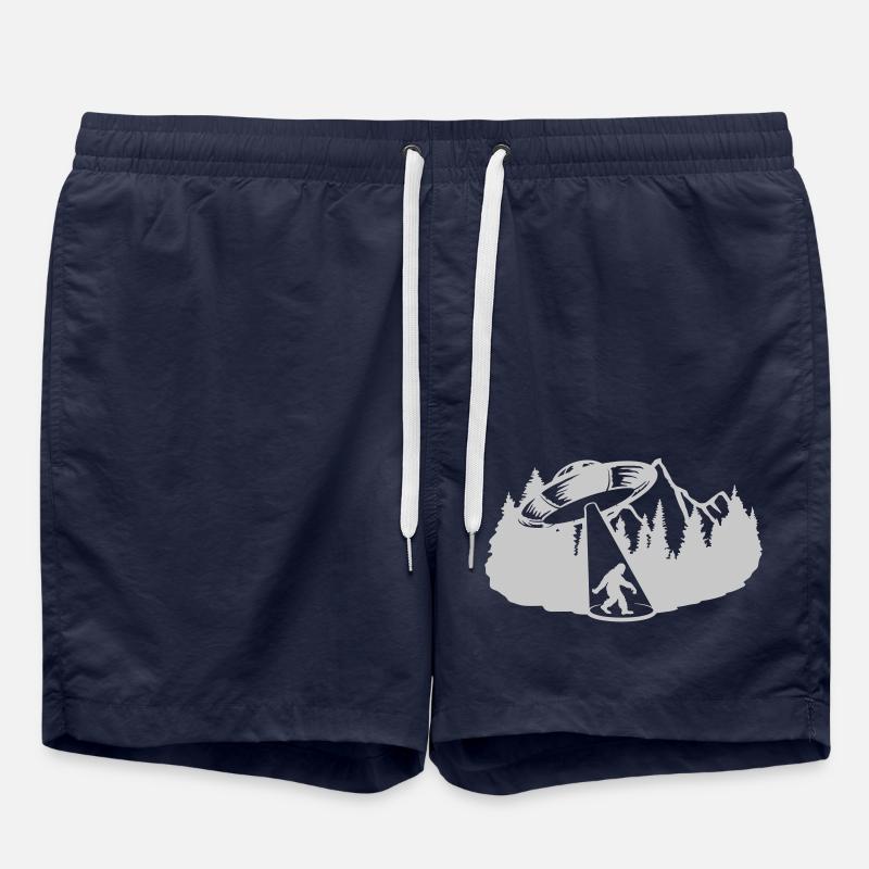 Aliens Bigfoot Kidnapping UFO - Swim Trunks - french navy