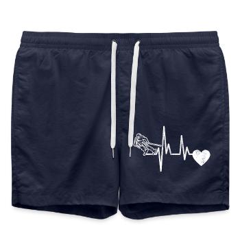 Skifahrer Herzfrequenz Skifahren Wintersport Ski - Badeshorts - French Navy - Vorne - AI Model Male 185 light (185cm)