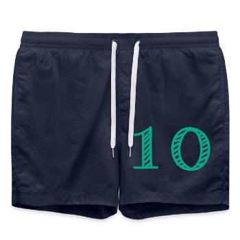 10 YEARS. 10th ANNIVERSARY. ANNIVERSARY 10 YEARS. 10 - Swim Trunks - french navy - Front - AI Model Male 185 light (185cm)