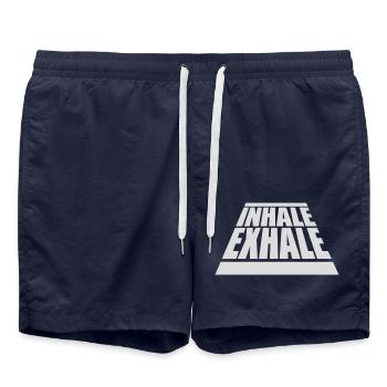 Inspirez expirez Yoga citation - Short de bain - bleu marine - Devant - AI Model Male 185 light (185cm)