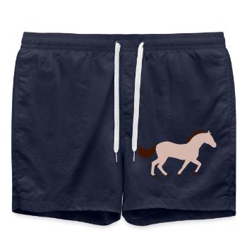 Design Rennendes Pferd Silhouette - Badeshorts - French Navy - Vorne - AI Model Male 185 light (185cm)