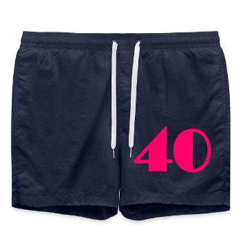 40 YEARS. 40th ANNIVERSARY. BIRTHDAY 40 YEARS. 40 - Swim Trunks - french navy - Front - AI Model Male 185 light (185cm)