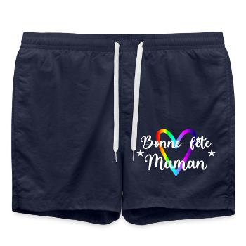 FÊTE DES MÈRES. BONNE FÊTE MAMAN. MAMAN. COEUR - Short de bain - bleu marine - Devant - AI Model Male 185 light (185cm)