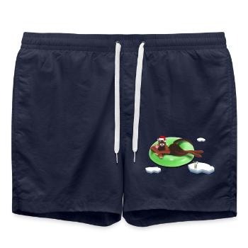 Cat on a Wheel - Swim Trunks - french navy - Front - AI Model Male 185 light (185cm)