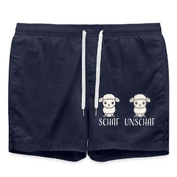 Schaf Unschaf lustiges cooles Geschenk - Badeshorts - French Navy - Vorne - AI Model Male 185 light (185cm)