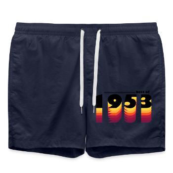 Vintage Bold Tribute to 1953 - Feiern Sie den 72. - Badeshorts - French Navy - Vorne - AI Model Male 185 light (185cm)