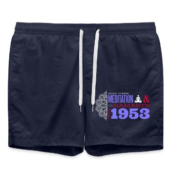 1953 - 72 Jahre Zen, Kraft & Gelassenheit - Badeshorts - French Navy - Vorne - AI Model Male 185 light (185cm)