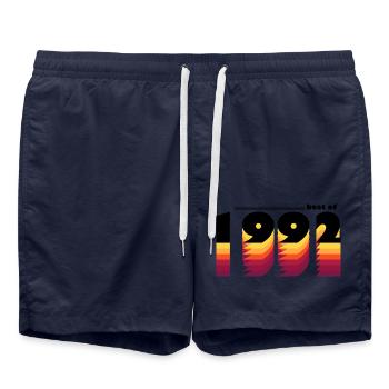 Vintage Timeless Style of 1992 - 33rd Birthday - Swim Trunks - french navy - Front - AI Model Male 185 light (185cm)