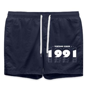 Best of 1991 - Vintage Retro 34. Geburtstag für - Badeshorts - French Navy - Vorne - AI Model Male 185 light (185cm)