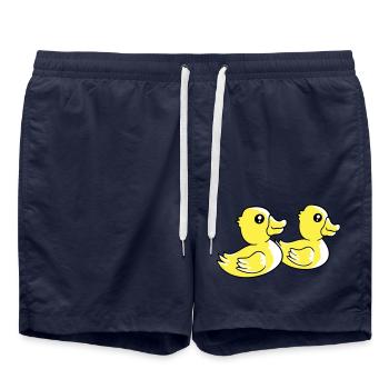 2 Ducks Swimming Water Couple Two Friends Team - Swim Trunks - french navy - Front - AI Model Male 185 light (185cm)