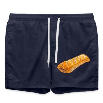 Illustration de rouleau de saucisse - aspect patiné - Short de bain - bleu marine - Devant - AI Model Male 185 light (185cm)
