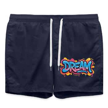 Un design de graffiti DREAM plein de couleurs et de motivation - Short de bain - bleu marine - Devant - AI Model Male 185 light (185cm)