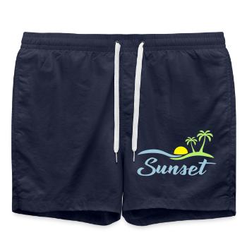 Sunset beach - Swim Trunks - french navy - Front - AI Model Male 185 light (185cm)