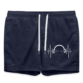 Herzfrequenz Genuss Musik Kopfhörer - Badeshorts - French Navy - Vorne - AI Model Male 185 light (185cm)
