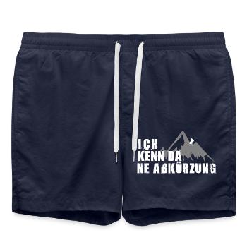Ich kenn da ne Abkürzung - Wandern- Berge - Badeshorts - French Navy - Vorne - AI Model Male 185 light (185cm)