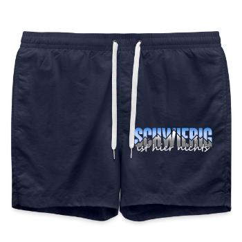 Schwierig ist hier nichts - Design blau / hell - Badeshorts - French Navy - Vorne - AI Model Male 185 light (185cm)